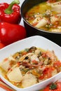 Fish and vegetable stew in bowl