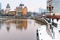 Fish village historical-ethnographic and trade-craft complex in Kaliningrad, tourist area of the city