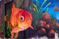 Fish wall art graffiti painting with beautiful colours Royalty Free Stock Photo