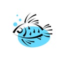 Fish In Water Logo Design Vector Template.seafood Restaurant Shop Store Logotype Icon Royalty Free Stock Photo
