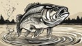 fish in the water Vector of bass fish catching the fishing lure Royalty Free Stock Photo