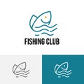 Fish Water Wave Fishing Club Monoline Logo