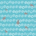 Fish waves seamless pattern. Sea dwellers dive in sea. Royalty Free Stock Photo