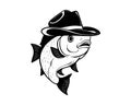 fish, fish wearing a hat cartoon, hat on a fish art, funny fish vector Royalty Free Stock Photo