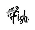 Fish word mark logo sign Royalty Free Stock Photo