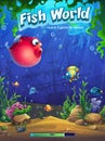 Fish world match three vector loading screen Royalty Free Stock Photo