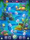 Fish world vertical level seamless map field Royalty Free Stock Photo
