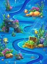Fish world vertical seamless - illustration map field