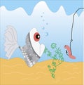 Fish and a worm Royalty Free Stock Photo