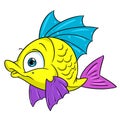 Fish yellow big eyes illustration cartoon