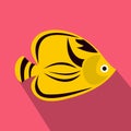 Fish yellow tang icon, flat style