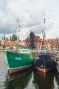 Fishboats in old harbor in Gdansk, Poland