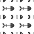 Fishbone black and white seamless pattern