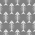 Fishbone monochrome seamless vector pattern.