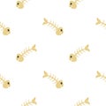 Fishbone seamless pattern on white background Royalty Free Stock Photo
