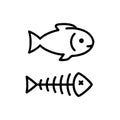fishbone vector icon. Fish outline logo on white background