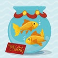 Fishbowl with Goldfishes to Celebrate the Nowruz Event, Vector Illustration