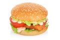 Fishburger isolated on white Royalty Free Stock Photo