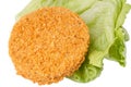 Fishcake burger on salad Royalty Free Stock Photo