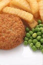 Fishcake Chips and Peas Royalty Free Stock Photo