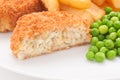 Fishcake Chips and Peas Royalty Free Stock Photo