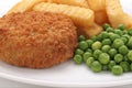 Fishcake Chips and Peas Royalty Free Stock Photo