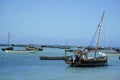 fisher baots at the coast of zanzibar Royalty Free Stock Photo