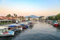 Fisher boats in the canal to sea near marina area in Marmaris