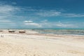 Fisher boats on sand during low tide Royalty Free Stock Photo