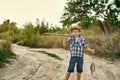 The Fisher boy going fishing Royalty Free Stock Photo