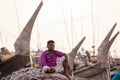 A fisher man waiting Chaktai khal Chittagong, Bangladesh. Royalty Free Stock Photo