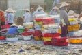 Fisher man working on the beach