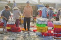 Fisher man working in Long Hai fish market