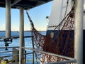 Fisher Rope Net in front of a boat on Lake Ontario. Royalty Free Stock Photo