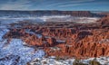 Sandstone formations under snow in Professor Valley near Moab. Royalty Free Stock Photo