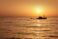 Fisherboat professional sardine in sunrise Royalty Free Stock Photo