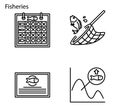 Fisheries management icon set.