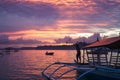 Fisherman Anchoring Boat Royalty Free Stock Photo