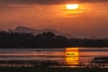 Fisherman in Arugam bay lagoon sunset, Sri Lanka Royalty Free Stock Photo