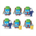 A fisherman backpack children cartoon picture catch a big fish