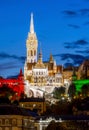 Fisherman Bastion and Matthias church at night, Budapest, Hungary Royalty Free Stock Photo