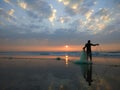 Fisherman in beach, sunset in beach, sunset and fisherman