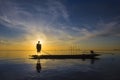 Fisherman with beautiful sunrise Royalty Free Stock Photo