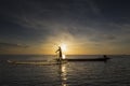 Fisherman with beautiful sunrise Royalty Free Stock Photo