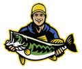 Fisherman and big catch of largemouth bass fish Royalty Free Stock Photo