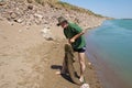 Fisherman with a big catfish Royalty Free Stock Photo