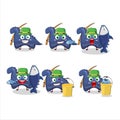 A fisherman blue dinosaur gummy candy cartoon picture catch a big fish Royalty Free Stock Photo