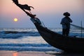 Fisherman on the boat Royalty Free Stock Photo