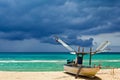 The fisherman boat on the beach Royalty Free Stock Photo