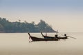 Fisherman boat and the Beautiful seascape view of Naiyang beach, the wonderful beach nearby Phuket international Royalty Free Stock Photo